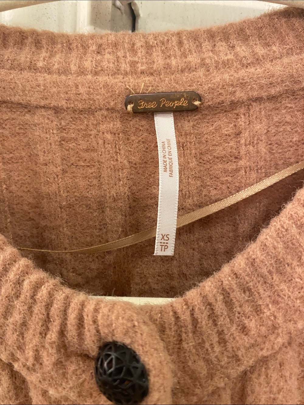 Free People Ribbed Puff Sleeve Cardigan - Mauve Pink - Picture 3 of 6
